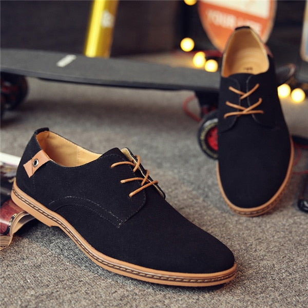 Fashion Men Suede Leather Casual Shoes Lace