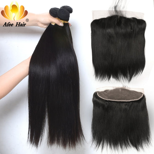 Peruvian Straight Human Hair Bundles with Frontal