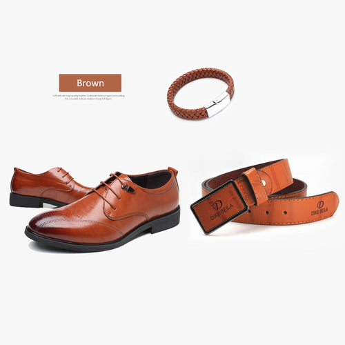 High quality leather man shoes belt gift set