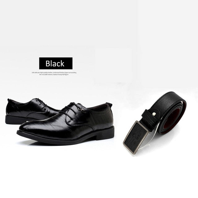 High quality leather man shoes belt gift set