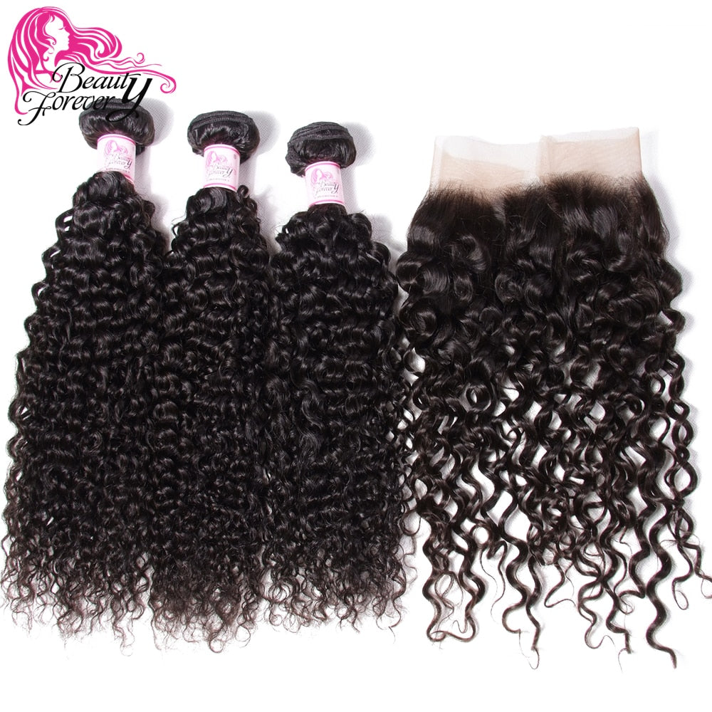 Malaysian Curly Human Hair With Lace Frontal Closure