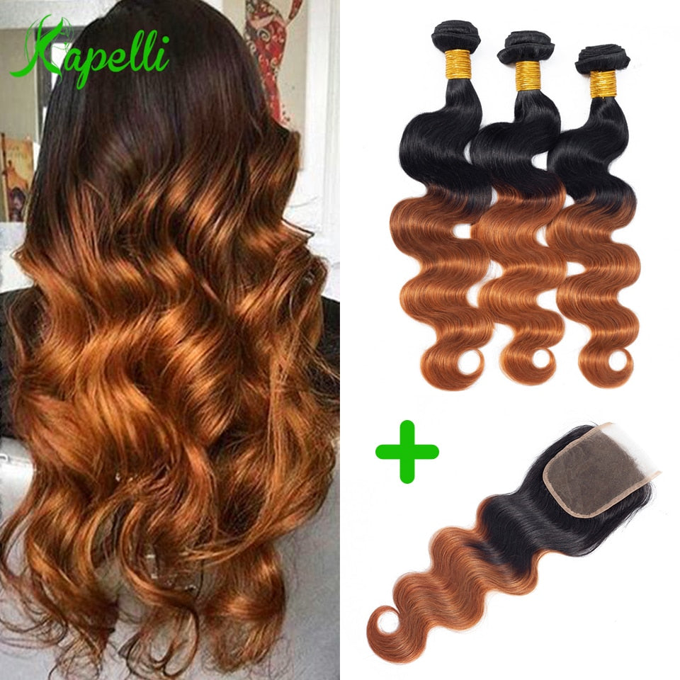 Indian Ombre Body Wave Bundles With Closure