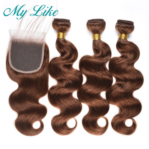 Peruvian Hair Weave Body Wave Bundles with Closure #4