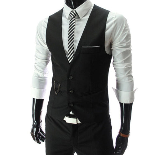Vest Male Waistcoat Gilet Homme Casual Sleeveless Formal Business Jacket