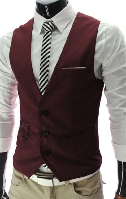 Vest Male Waistcoat Gilet Homme Casual Sleeveless Formal Business Jacket