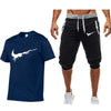 Summer Men's Sets T Shirts+shorts Gyms Workout Fitness