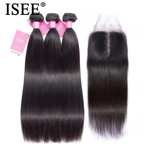 Malaysian Human  Virgin Straight Hair With Closure