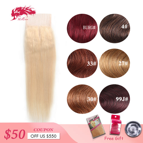 Brazilian Remy Hair 4x4 Straight Hair Closure Middle