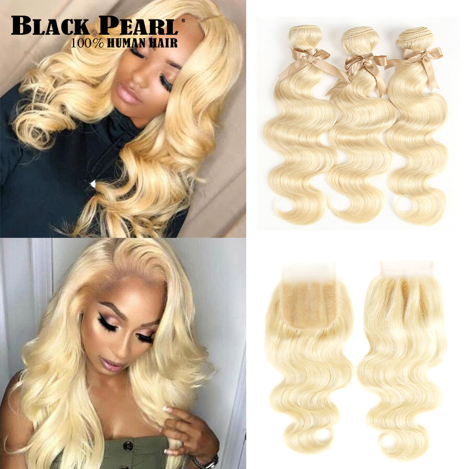 Blonde Bundles With Closure Malaysian Body Wave.