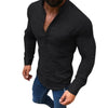 New Men Polo Shirt Casual Long Sleeve Solid Color Slim Fit Linen Summer Polo Shirt