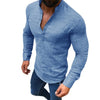 New Men Polo Shirt Casual Long Sleeve Solid Color Slim Fit Linen Summer Polo Shirt