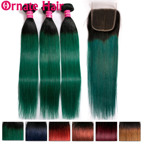 Human Hair  With Closure Brazilian Straight Hair