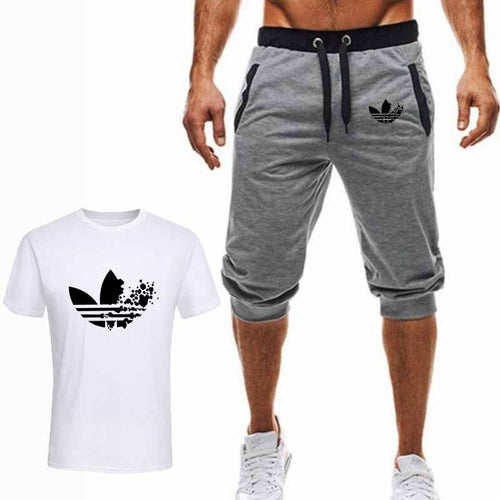 Two Pieces Sets Casual Tracksuit Male 19 Psg Casual Tshirt Gyms Fitness Men