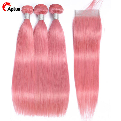 Peruvian Human Hair With Lace Closure With Baby Hair