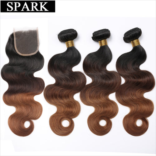 Brazilian Body Wave Human Hair Bundles with Lace Closure Free Part
