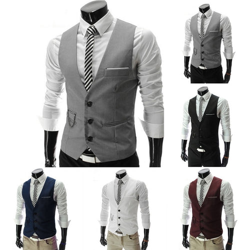 Slim Fit Men Suit Vest Male Wedding Party Waistcoat Homme Casual Sleeveless Business Jacket