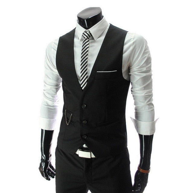 Slim Fit Men Suit Vest Male Wedding Party Waistcoat Homme Casual Sleeveless Business Jacket