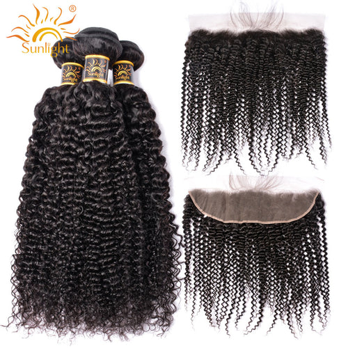 Brazilian Afro Kinky Curly Bundles With Closure 13x4