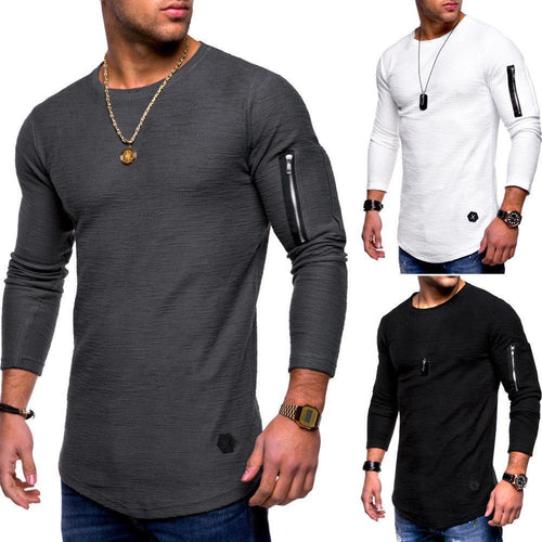 Men T Shirt Casual Long Sleeve Slim Men's