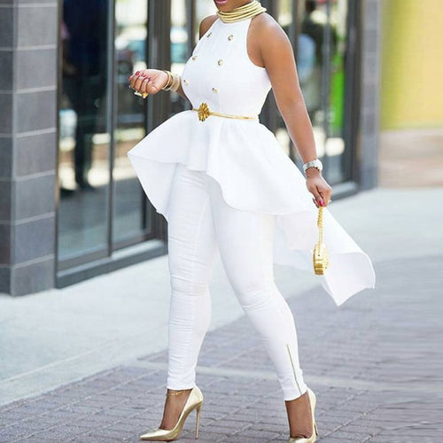 Elegant 2 Piece Set Women White Fashion