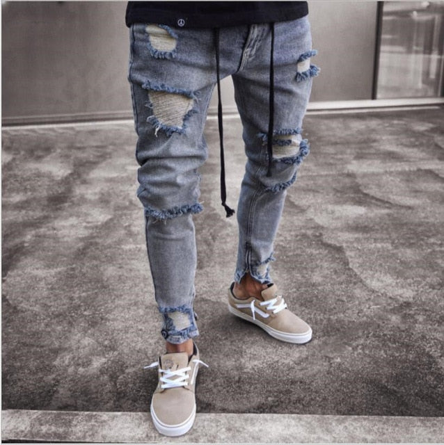 Men Stretchy Ripped Skinny Jeans