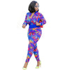 Colorful Printed Fashion Two Piece Matching Set Women Front Zipper