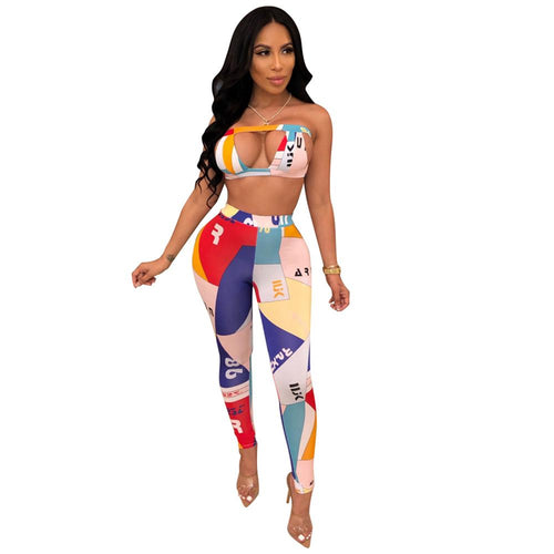 Women Two Piece Sets Sexy Tube Top + Long Pants