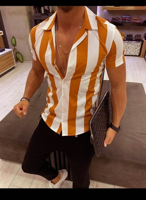 Men's Sexy Slim Fit Striped Shirt